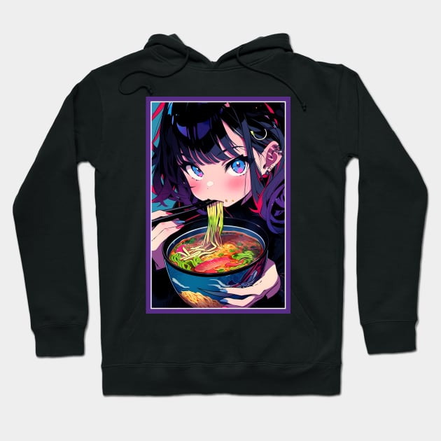 Cute Anime Girl |  Ramen Noodles | Hentaii Chibi Kawaii Design Hoodie by AlNoah